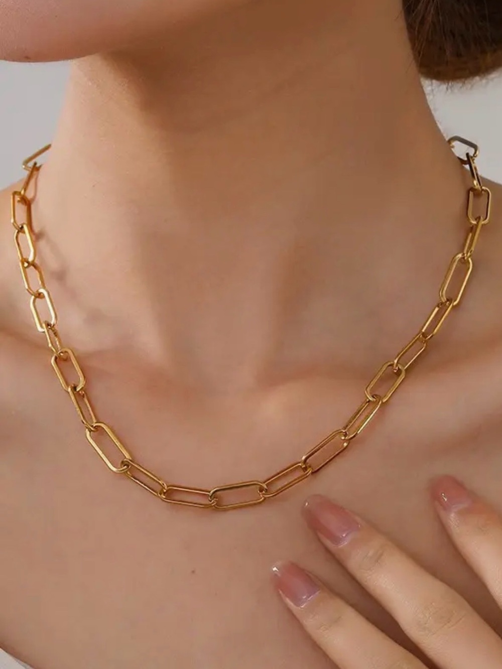 Gold Paperclip Necklace (3323) - Picture 3 of 3